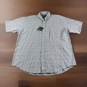 Croft & Barrow Shirt Mens XL Plaid Short Sleeve Button Up Vintage Blue NWD READ